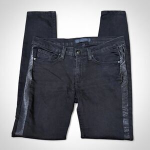 Juicy Couture y2K Vintage Low Rise Black Skinny Jeans w/ Faux Leather Moto Sz 28